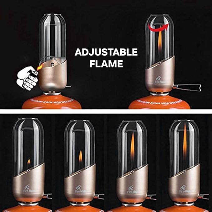 Fire-Maple Orange Camping Lantern Glass, Steel & Aluminum | Propane or Isobutane Fuel Canister Beautiful Lights | NO Mantles Needed | Propane Lanterns for Camping, Emergency Essential