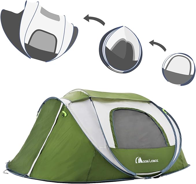 Camping Tent 4 Person Pop up Tent Set Up in 10 Seconds Instant Tent for Family Waterproof with Detachable Rainfly and Skylight