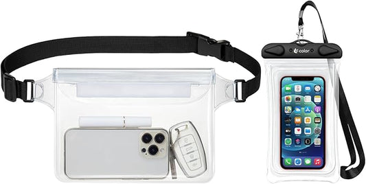 F-color Waterproof Fanny Pack - Waterproof Phone Pouch with Waist Strap - Cruise Essentials 2025 Must Haves Waterproof Pouch Dry Bag Keep Phone Valuables Safe for Beach Kayaking Boating Fishing