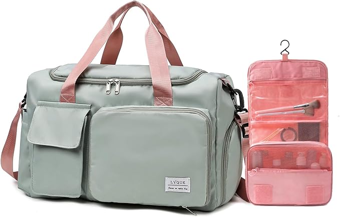 Small Gym Bag for Women, Travel Duffle Bag Carry On Weekender Bag with Shoe Compartment