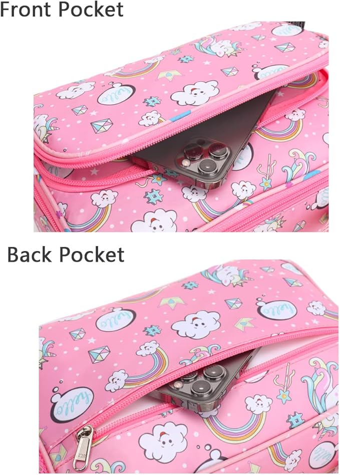 FlowFly Kids Lunch box Insulated Soft Bag Mini Cooler Back to School Thermal Meal Tote Kit for Girls, Boys, Rainbow
