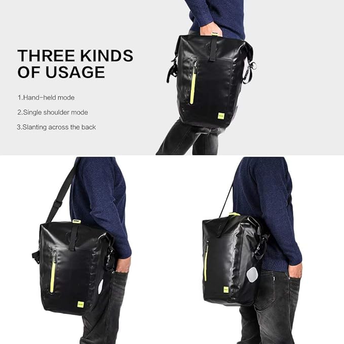 Rhinowalk Bike Pannier Bag 25L Waterproof Laptop Bicycle Rear Rack Bag Storage Saddle Bag Shoulder Bag Backpack