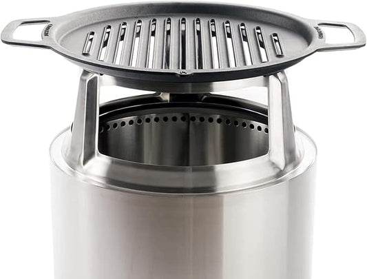 Solo Stove Bonfire Grill Top and Hub, Cast Iron Cooktop with Stainless steel Hub for 8” Elevation, Addition for Bonfire Fire Pit, Weight: 20 lbs, Diameter: 17.5"
