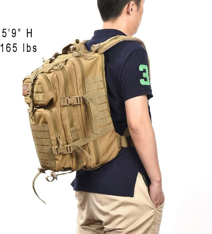 Military Tactical Assault Pack Backpack Army Molle Bug Out Bag Backpacks Small Rucksack for Outdoor Hiking Camping Trekking Hunting Brown