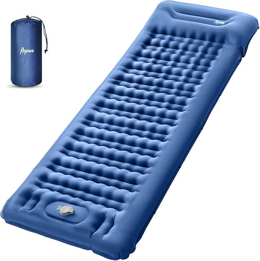 Super Thick Camping Sleeping Pads 76.7 x 26 x 5 Inflatable Sleeping Mat with Pillow Built-in Pump,Ultralight & Portable Backpacking Sleeping Pad with Carry Bag for Camping Hiking,Blue