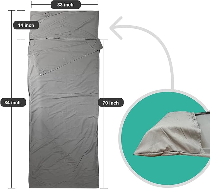 Sleeping Bag Liner Ultralight Adult Sleep Sack Travel Sheets for Hotel Sleeping Bags for Adults Liners Sheet Cotton Lightweight Camping Inner Hostel Fresh Back Backpacking NO Zipper Traveling Bed