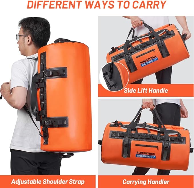 XhuangTech Waterproof Dry Bag,60L Outdoor Gym Bags Shoulder Bag&Handbag Dry Backpack Duffle Bags Water-Resistant Travel Sling Bag For Kayaking, Rafting, Boating, Swimming, Camping, Hiking