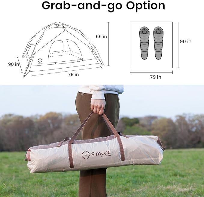 S'more Emergency Tent Shelter, Survival Tent for 2 Person, Lightweight and Portable Sun Shade Shelter, UFP 30+ Waterproof and Windproof Tent for Camping, Hiking, Backpacking and Outdoor Activities