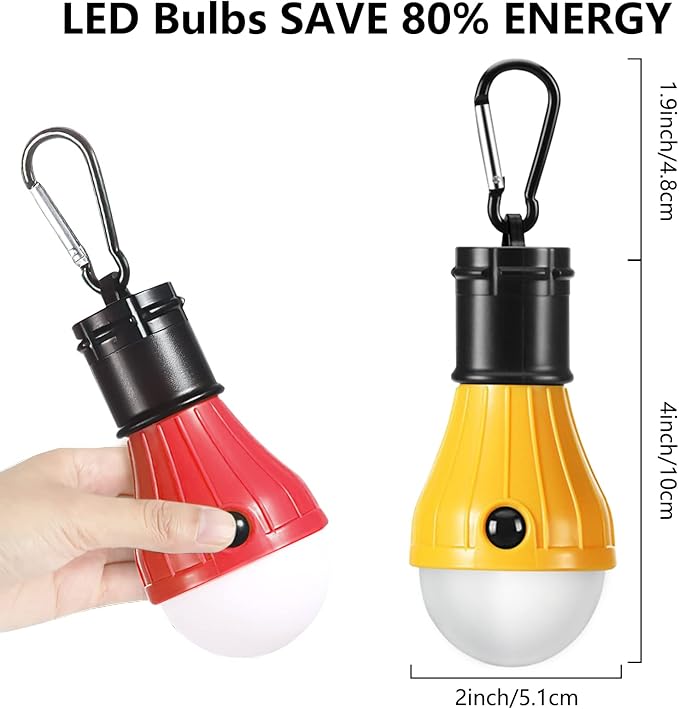 PEMOTech Camping Lights 6 Pack - Portable 5 pcs Tent Lights & 1pcs RGB Mode Lantern Bulb with Clip Hook, Emergency Lights Tent Lamp Camping Accessories for Camping Hiking Backpacking Fishing Outage