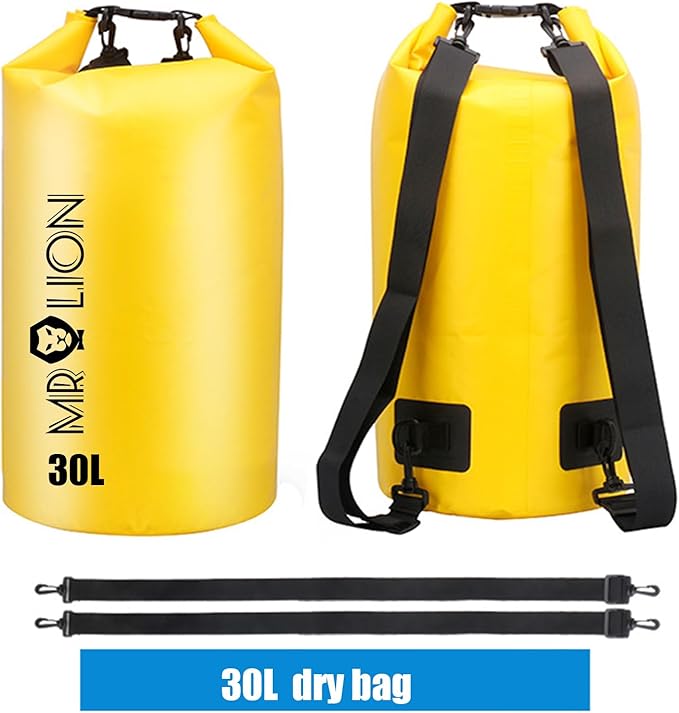 MR LION Waterproof Dry Bag - Roll Top Waterproof Backpack Sack Keeps Gear Dry for Kayaking, Beach, Rafting, Boating, Hiking, Camping and Fishing with Waterproof Phone Case (Yellow 30L)