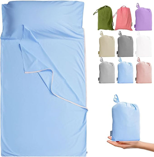 Brand - GANNAFEE Cotton Sleeping Bag Liner with Zipper - 100% Cotton Travel Sheet Sleep Sack Adult - Travel Sleeping Bag for Hotels Camping Hiking