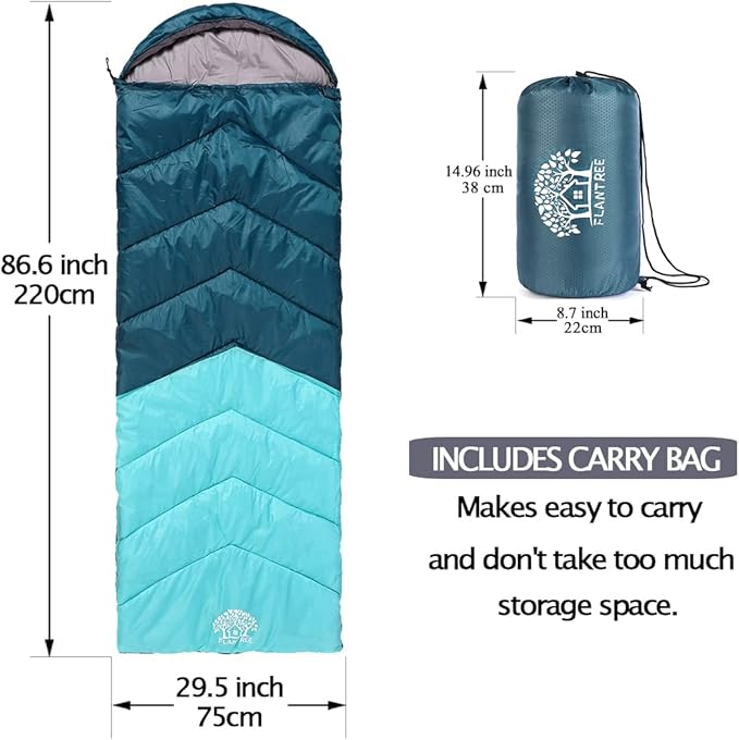 Sleeping Bag 4 Seasons Adults & Kids for Camping Hiking Trips Warm Cool Weather,Lightweight and Waterproof with Compression Bag,Indoors Outdoors Activities