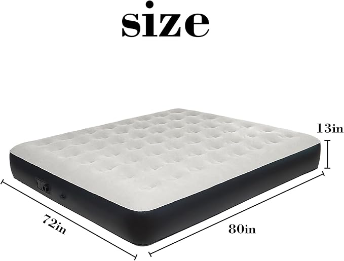 King Size Air Mattress with Built-in Pump, Inflatable Bed Blow Up Mattress for Camping