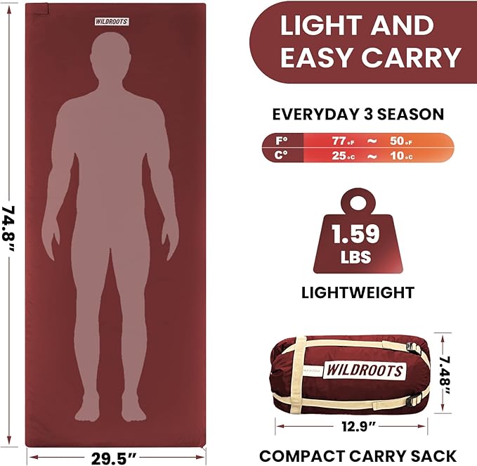 WILDROOTS Outdoor Camping Sleeping Bags for Hiking, Hunting, Travel