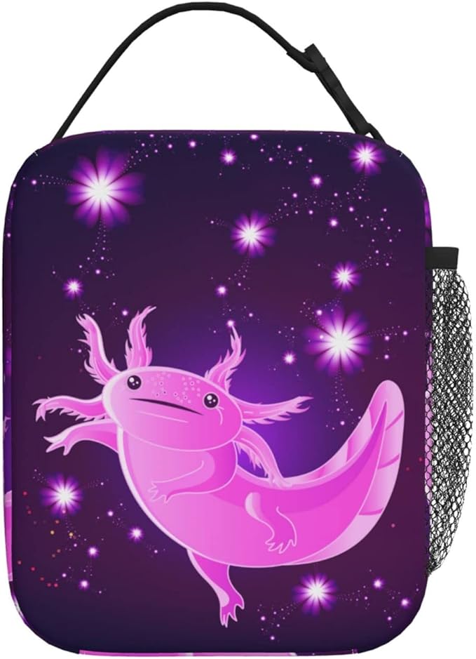 Purple Axolotl Lunch Box Lunch Box Reusable Insulated Totes Lunch Bag Thermal Cooler For Boy Girls School Men Women Beach Picnic Travel