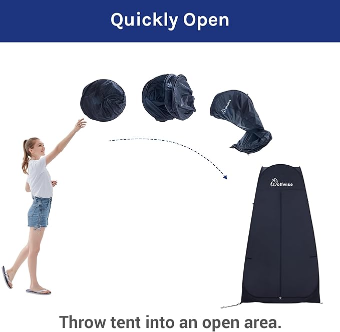 WolfWise 6.6FT Portable Pop Up Shower Privacy Tent Spacious Dressing Changing Room for Toilet Camping Biking Beach