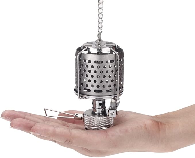 Mini Portable Camping Lantern Gas Light Tent Lamp Torch Hanging Metal Lamp-chimney Butane 80LUX