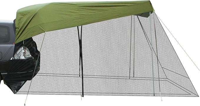 SUV Tailgate Tent - Car Awning with Mosquito Net, Ventilation & Airflow Design - 9.5FT X 6.5FT X 6.5FT (LxWxH) Army Green