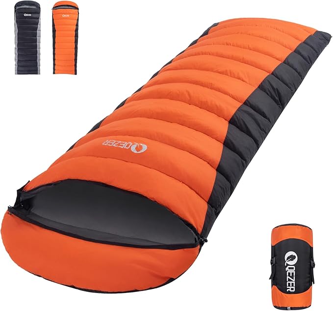 Ultralight Down Sleeping Bag for Adults - 600 Fill Power, Cold Weather, Backpacking, Camping, Hiking
