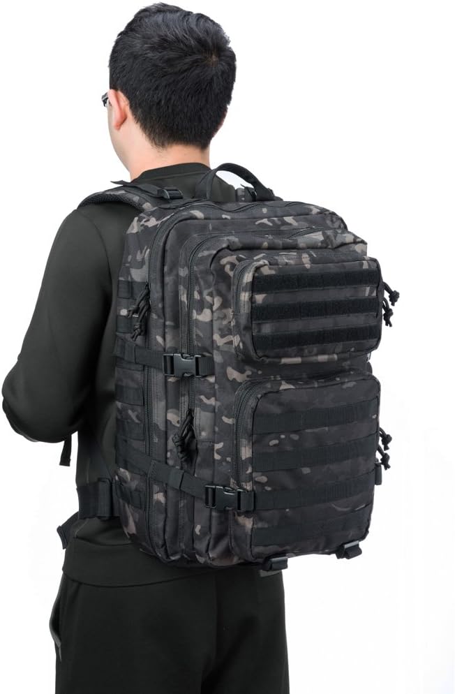 REEBOW GEAR Military Tactical Backpack Large Army 3 Day Assault Pack Molle Bag Backpacks (Black Camo)