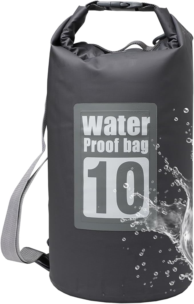 Waterproof Dry Bag, 10L Roll Top Dry Bag Backpack, 500D PVC IPX8 Floating Dry Bag for Hiking, Kayaking, Camping