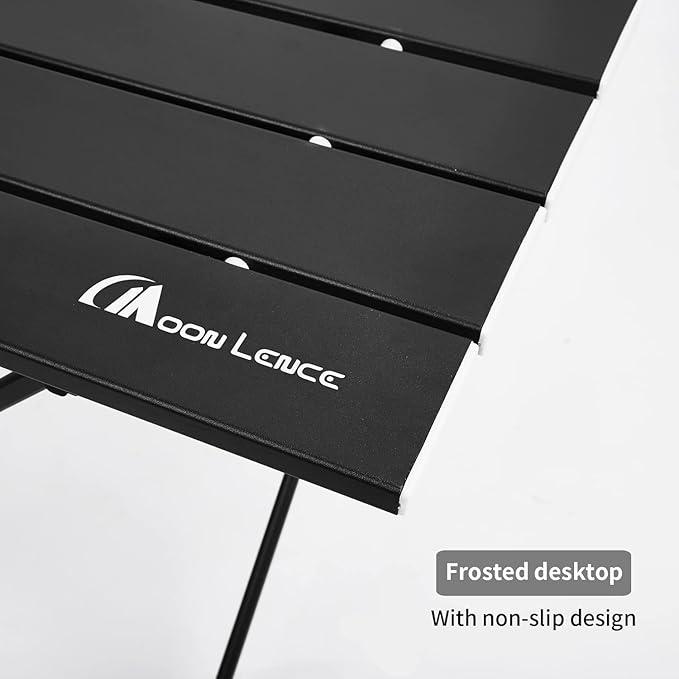 MOON LENCE Folding Outdoor Aluminum Camping Table Portable Ultralight Compact Backpacking Travel Table for Beach, Picnics, Hiking (Black, Middle)