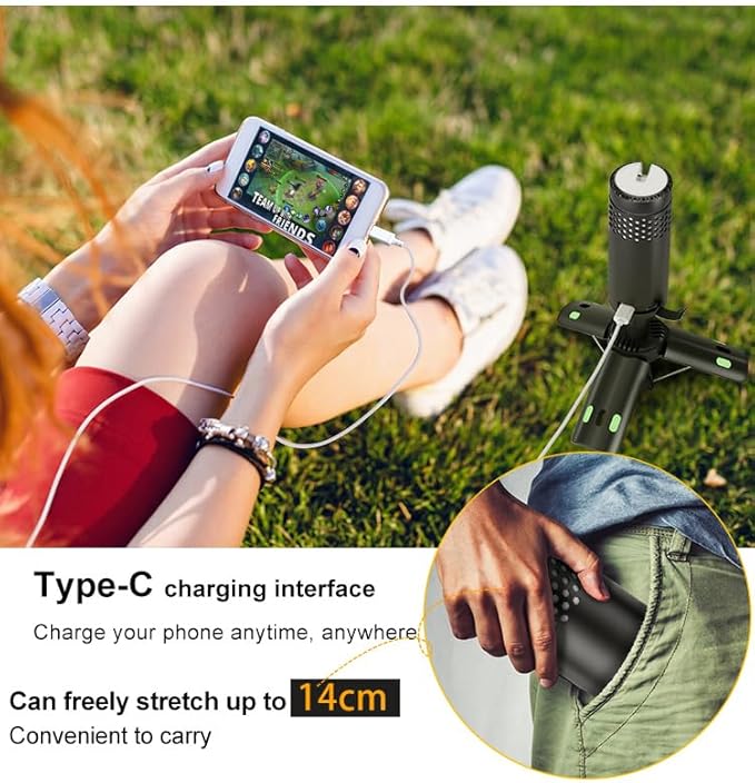 Camping Lights Rechargeable, Detachable Camping Lantern with Stand, Telescopic Waterproof Camping Lamp, Magnetic Work Hanging Light, LED Tent Flashlights for Emergency, Power Outages (Gray)