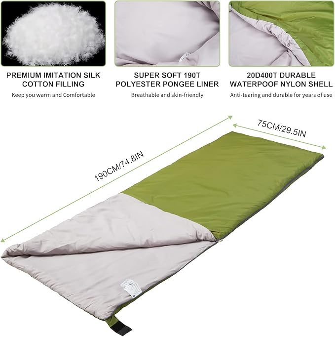 AGEMORE Ultralight Warm Weather Sleeping Bag, Portable Lightweight Waterproof Compact Sleeping Bag with Compression Sack, Fit for Kids Teens or Adults Outdoor Camping, Backpacking & Hiking