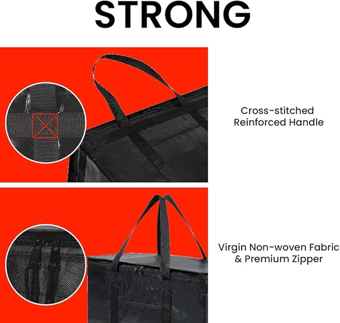 NZ home Durable XXL PRO Insulated Cooler Bag and Food Warmer for Delivery & Grocery Shopping with Zippered Top, Orange Commercial Grade (1 pack)