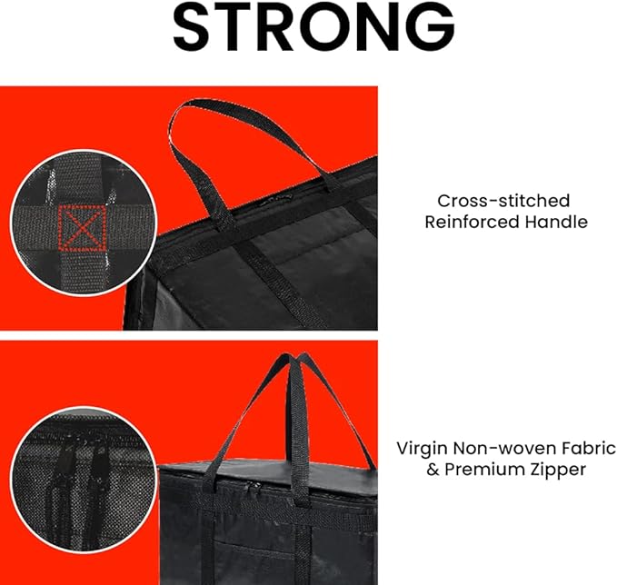 NZ home Durable XXL PRO Insulated Cooler Bag and Food Warmer for Delivery & Grocery Shopping with Zippered Top, Red Commercial Grade (1 Pack)