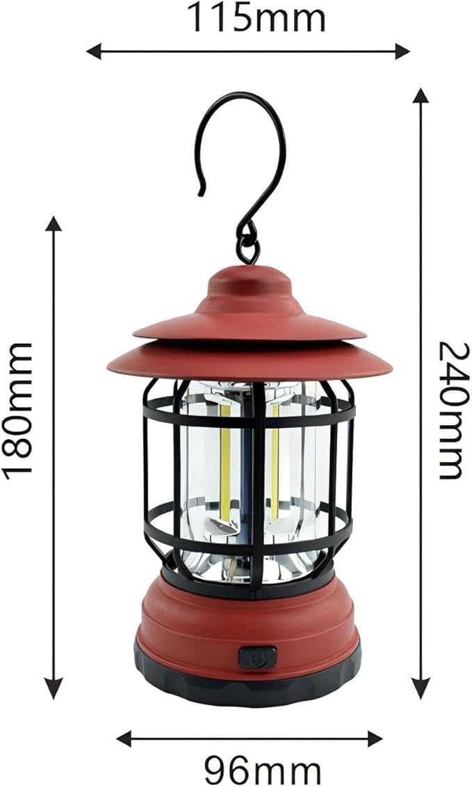 Rechargeable Camping Lantern,Outdoor Camping Light with USB Charging Port,Fearless of Wind and rain,Suitable for Garden,Courtyard,and Lawn Use(Red)