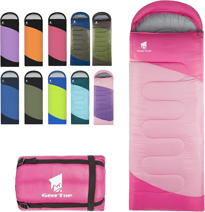 GEERTOP Backpacking Sleeping Bag for Camping, Lightweight Sleeping Bags for Adults Kids Summer Warm Cold Weather Hiking Travel
