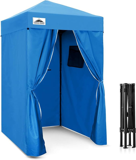 EAGLE PEAK Flex Ultra Compact 4x4 Pop-up Canopy, Sun Shelter, Changing Room, Portable Privacy Canopy Cabana for Pool, Fashion Photoshoots, or Camping, 4x4 ft, Light Blue