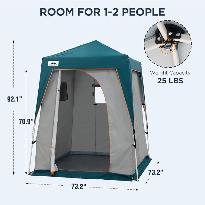 EAGLE PEAK 6x6 Pop Up Privacy Tent with Ground Mat, Portable Changing Room & Outdoor Shower Tent, Portable Canopy for Camping, Hiking, Pool Parties, Photoshoots or Toilet Shelters (Gray/Blue)