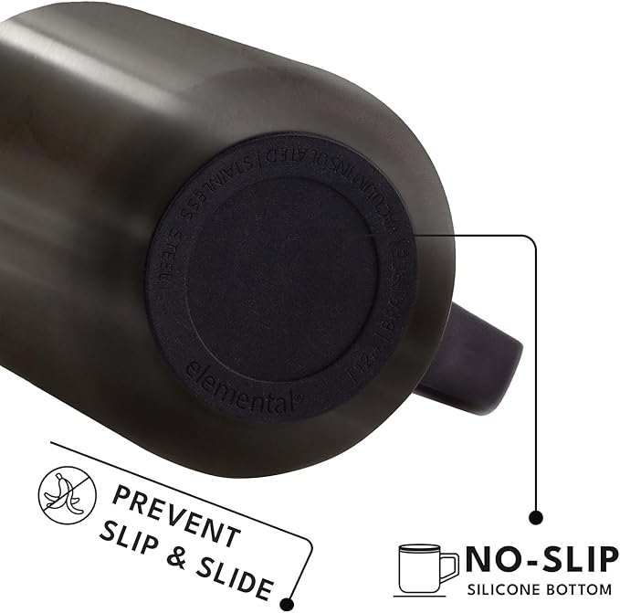 Elemental Insulated Coffee Mug - Triple-Wall Stainless Steel Summit Travel Cup for Hot and Cold Drinks - Thermal Coffee Mug with Lid and Handle for Camping, Office & Travel 16oz - Gunmetal