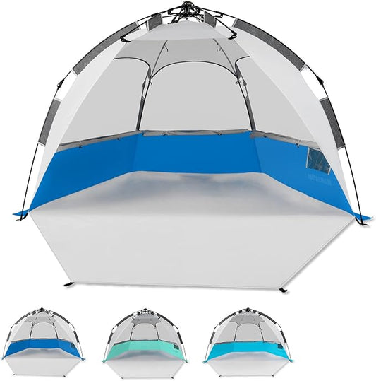 Beach Tent Pop Up Shade, Instant Beach Tents Sun Shelter with UPF 50+ UV Protection, Lightweight & Easy Setup Tent 2-6 Person