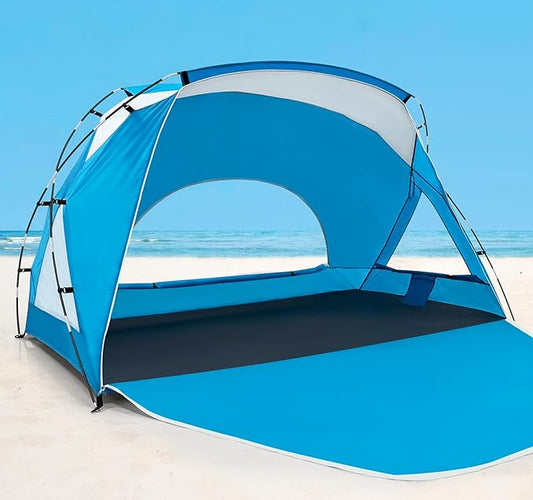 Calen Beach Tent,Beach Canopy Shade Tent with UPF50+UV Protection for 3/4-4/5-6/8 Person, Waterproof Portable Easy Setup Beach Sun Shelter Tent for Outdoor Adventures,Camping,Picnics with Carrying Bag