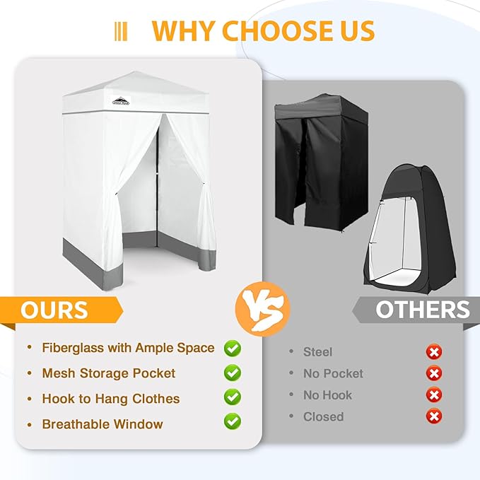 EAGLE PEAK Flex Ultra Compact 4x4 Pop-up Canopy, Sun Shelter, Changing Room, Portable Privacy Canopy Cabana for Pool, Fashion Photoshoots, or Camping, 4x4 ft, White