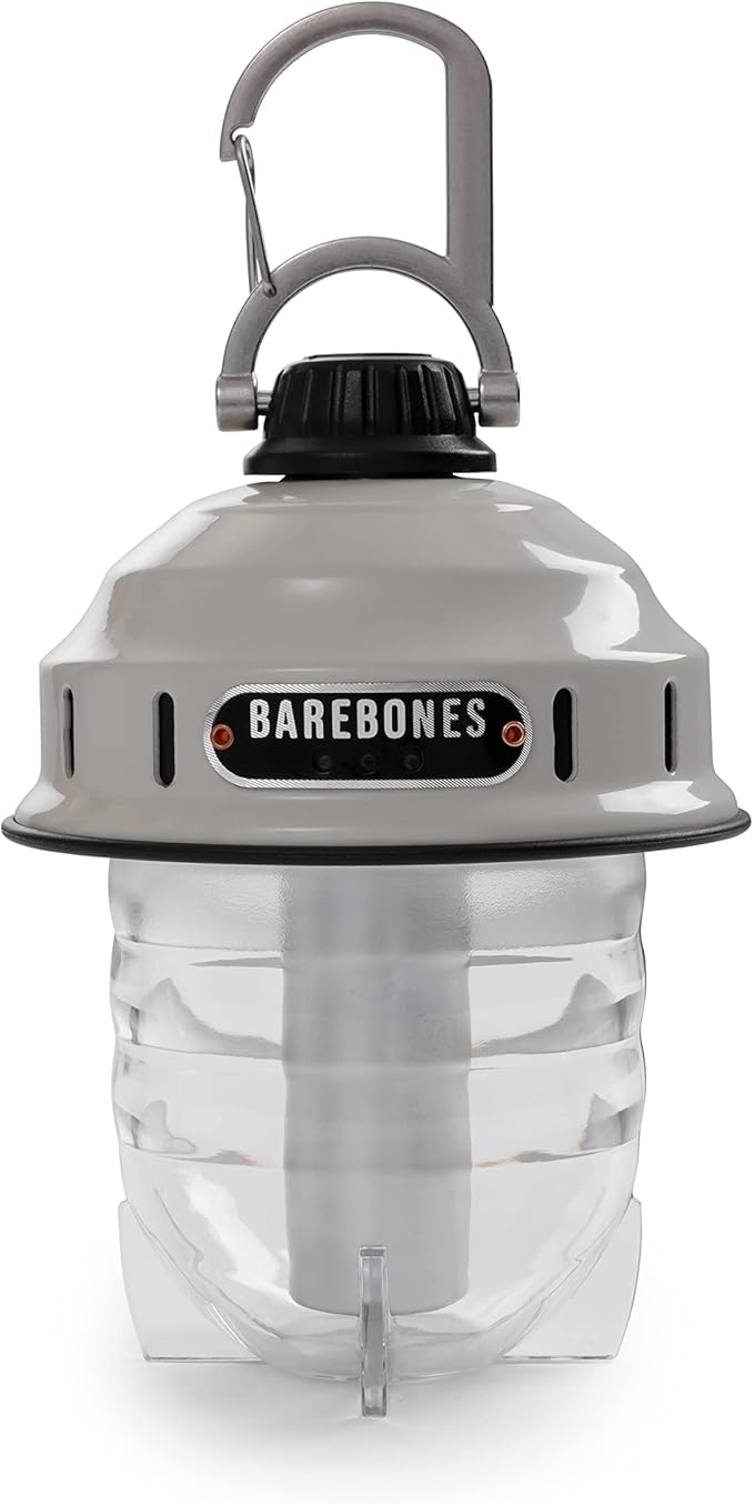 Barebones Beacon Hanging Light – Vintage White, Rechargeable LED Camping Lantern with Adjustable Brightness – Weatherproof Vintage-Style Hanging Lantern for Outdoor Adventures and Year-Round Use
