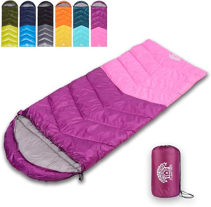 Sleeping Bag 4 Seasons Adults & Kids for Camping Hiking Trips Warm Cool Weather,Lightweight and Waterproof with Compression Bag,Indoors Outdoors Activities