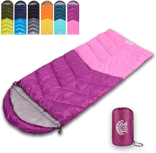 Sleeping Bag 4 Seasons Adults & Kids for Camping Hiking Trips Warm Cool Weather,Lightweight and Waterproof with Compression Bag,Indoors Outdoors Activities