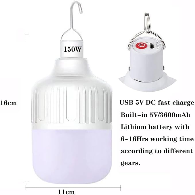[1500 Lumens] Rechargeable Camping Lantern , IPX7 Waterproof LED Emergency Light - 3600mAh Battery, USB Charging, 5 Light Modes for Tent/Hiking/Hurricane (150W)