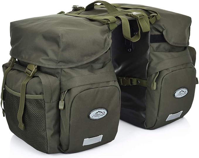 50L Bike Panniers Bicycle Commuting Bag Waterproof Saddle Bags with Rain Cover for Bicycle Rear Rack Carrier, Support for Width Less Than 7 inches Bike Rack