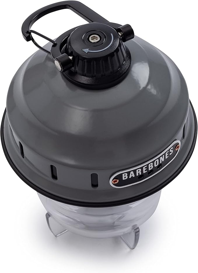 Barebones Beacon Hanging Light – State Grey, Rechargeable LED Camping Lantern with Adjustable Brightness – Weatherproof Vintage-Style Hanging Lantern for Outdoor Adventures and Year-Round Use
