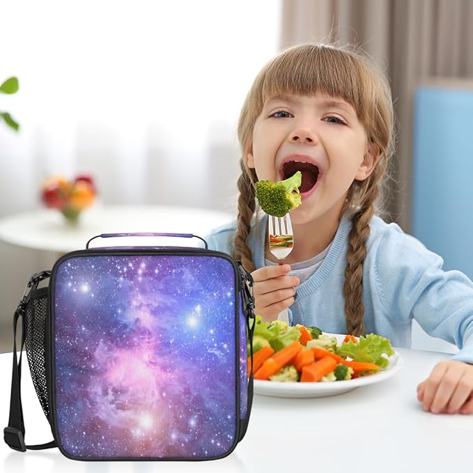 Universe Space Galaxy Nebula Lunch Bag for Girls Boys Outer Space Galaxy Insulated Lunch Box for Kids School Picnic Travel Outdoor,Students Teens Thermal Lunch Tote Bag with Adjustable Shoulder Strap