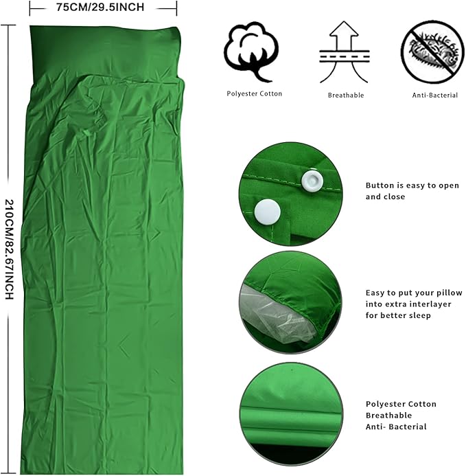 Travel and Camping Sheet Sleeping Bag Liner - Lightweight Compact and Portable Adult Sleeping Bag - Ideal for Traveling,Hostels and Camping