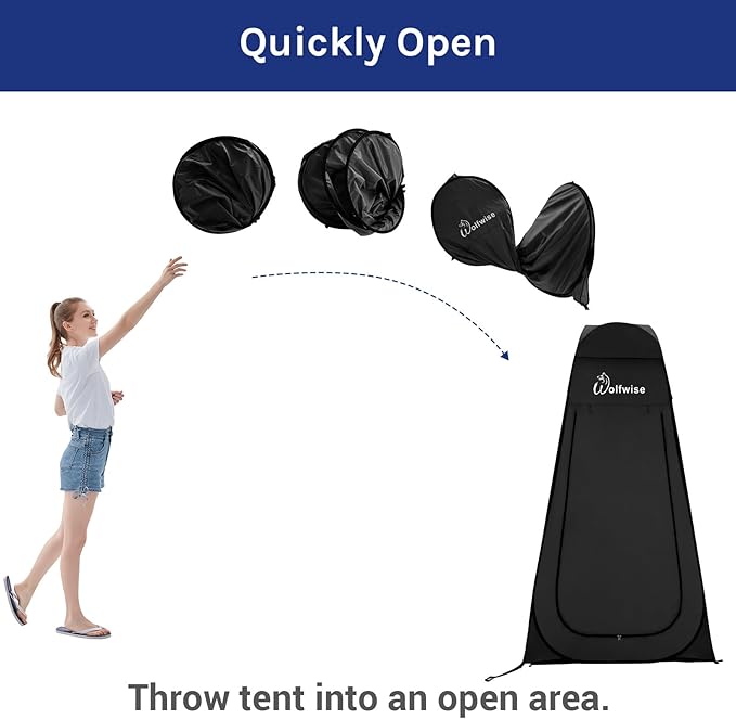 WolfWise Pop Up Privacy Shower Tent Portable Outdoor Sun Shelter Camp Toilet Changing Dressing Room