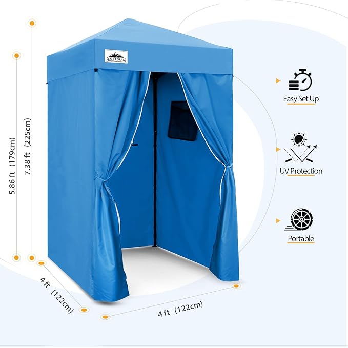 EAGLE PEAK Flex Ultra Compact 4x4 Pop-up Canopy, Sun Shelter, Changing Room, Portable Privacy Canopy Cabana for Pool, Fashion Photoshoots, or Camping, 4x4 ft, Light Blue