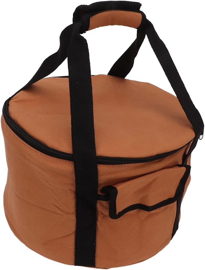 Topyond Camp Kitchen Organizer, Camp Utensil Organizer, Outdoor Large Round Cookware Bag, Foldable Waterproof Canvas Camping Sundries Storage Bag with Pearl Cotton Inside