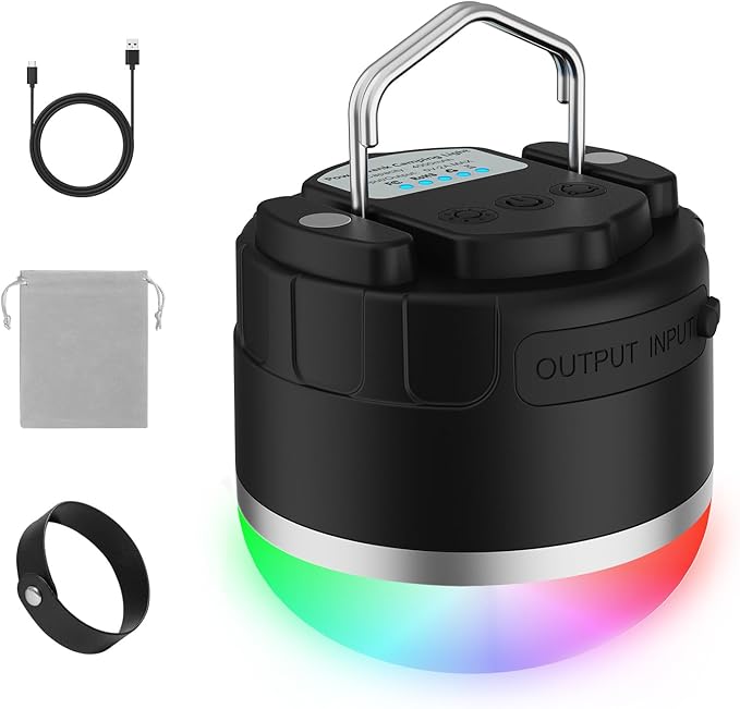 LED Camping Lights Rechargeable - Outdoor Portable Tent Light with 4000mAh Battery, 12 Light Modes, RGB Camping Lantern with Magnet Base, IP65 Waterproof Camping Lights for Tent, Hiking, Power Outages
